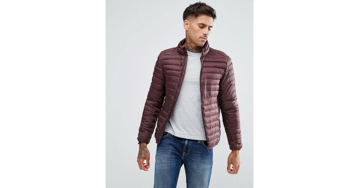 Pull&Bear Synthetic Quilted Jacket In Burgundy in Red for Men | Lyst Canada