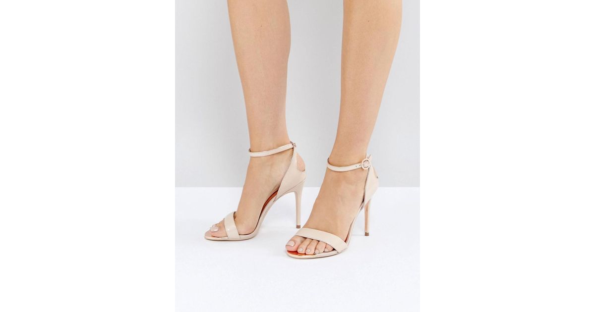 Ted Baker Leather Mirobell Nude Patent Barely There Heeled Sandals in Beige  (Natural) - Lyst