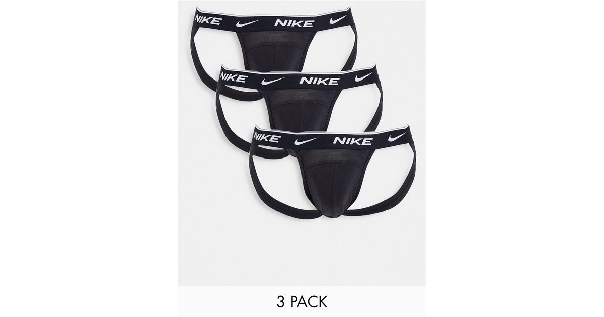 Nike 3 pack cotton stretch jock straps in black
