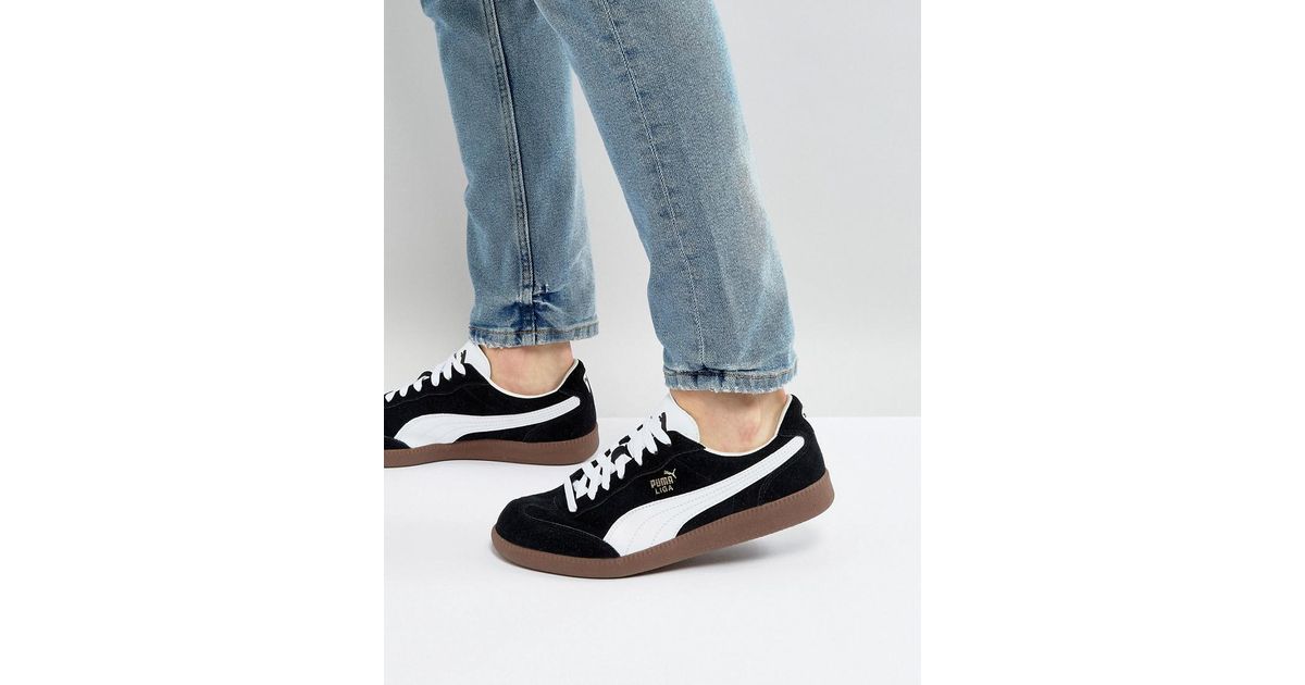 PUMA Liga Suede Trainers in Black for Men | Lyst