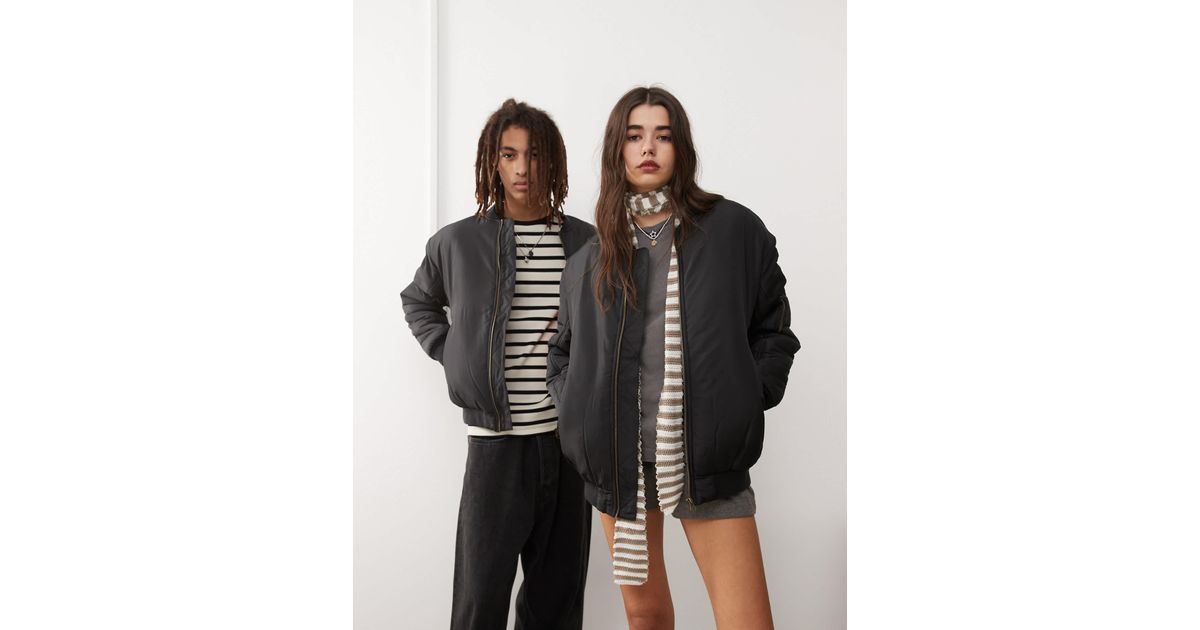 Reclaimed vintage Oversized Bomber Jacket in Black Lyst
