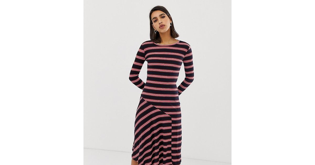 Mi Longue Stradivarius En Robe Rayures Blue Côtelée À Coloris Nm8On0wyv