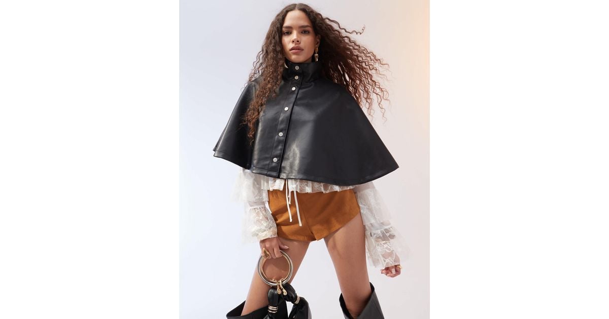 ASOS Leather Look Cape Jacket in Black Lyst Canada