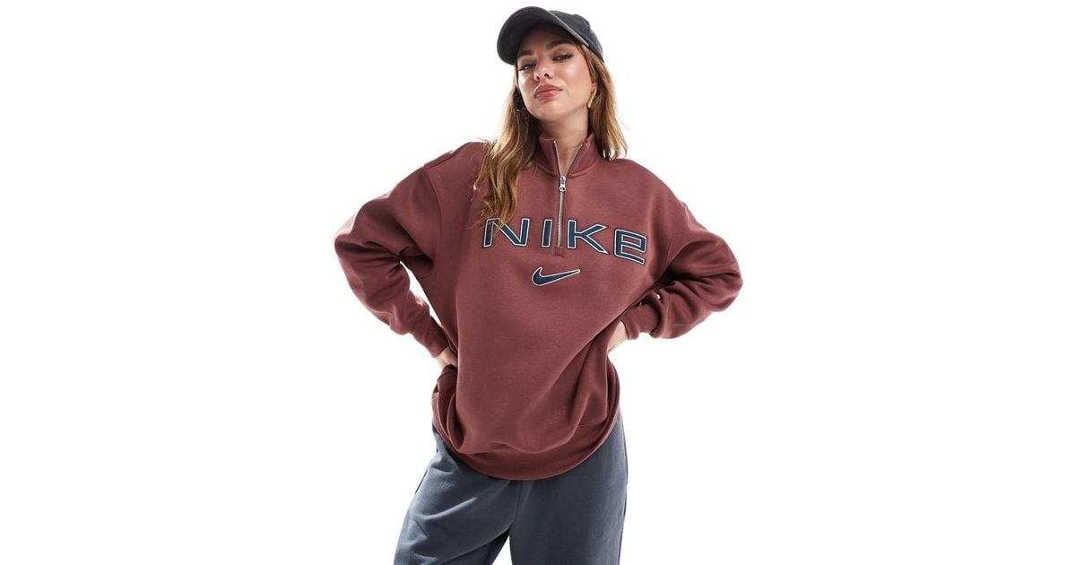 Sudadera Burdeos Con Cremallera Corta Y Logo Phoenix Fleece De