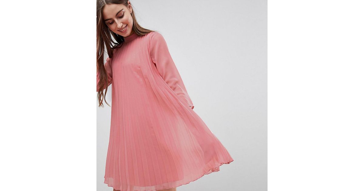 NEON ORANGE LE JESUS PLEATED TRAPEZE MINI DRESS