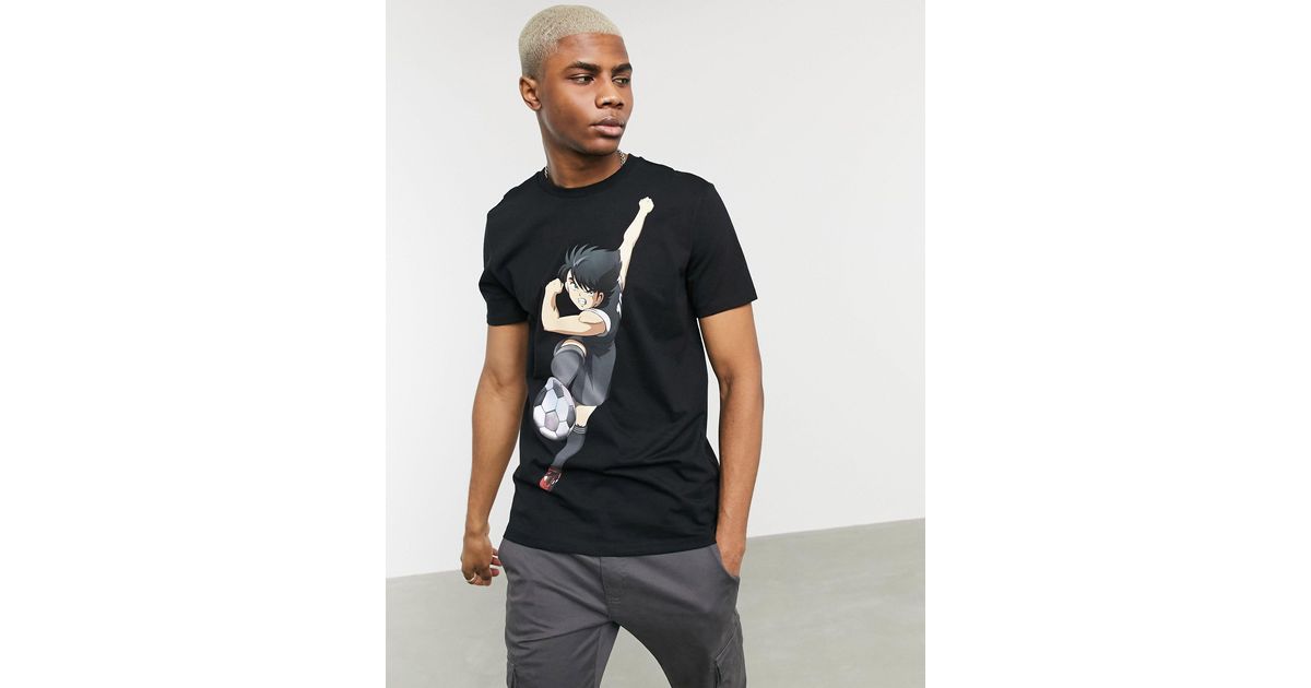 Bershka Captain Tsubasa T-shirt With Chest And Back Print in Black for Men  | Lyst UK