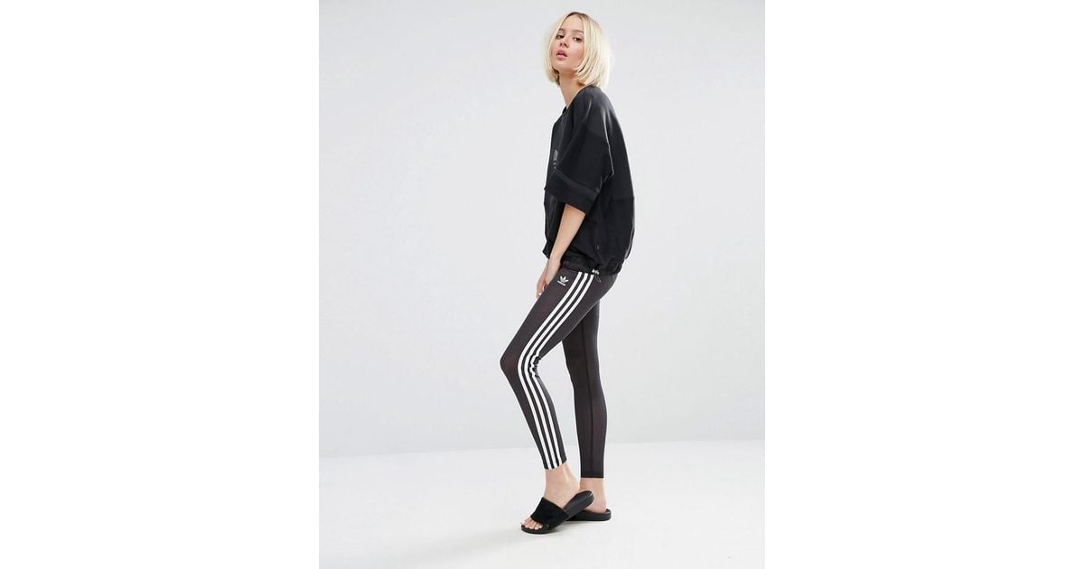 adidas Originals Mesh Three Stripe Leggings in Black