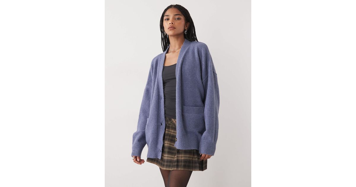 Monki 05913267 Monki Knit Button Front Cardigan in Blue | Lyst