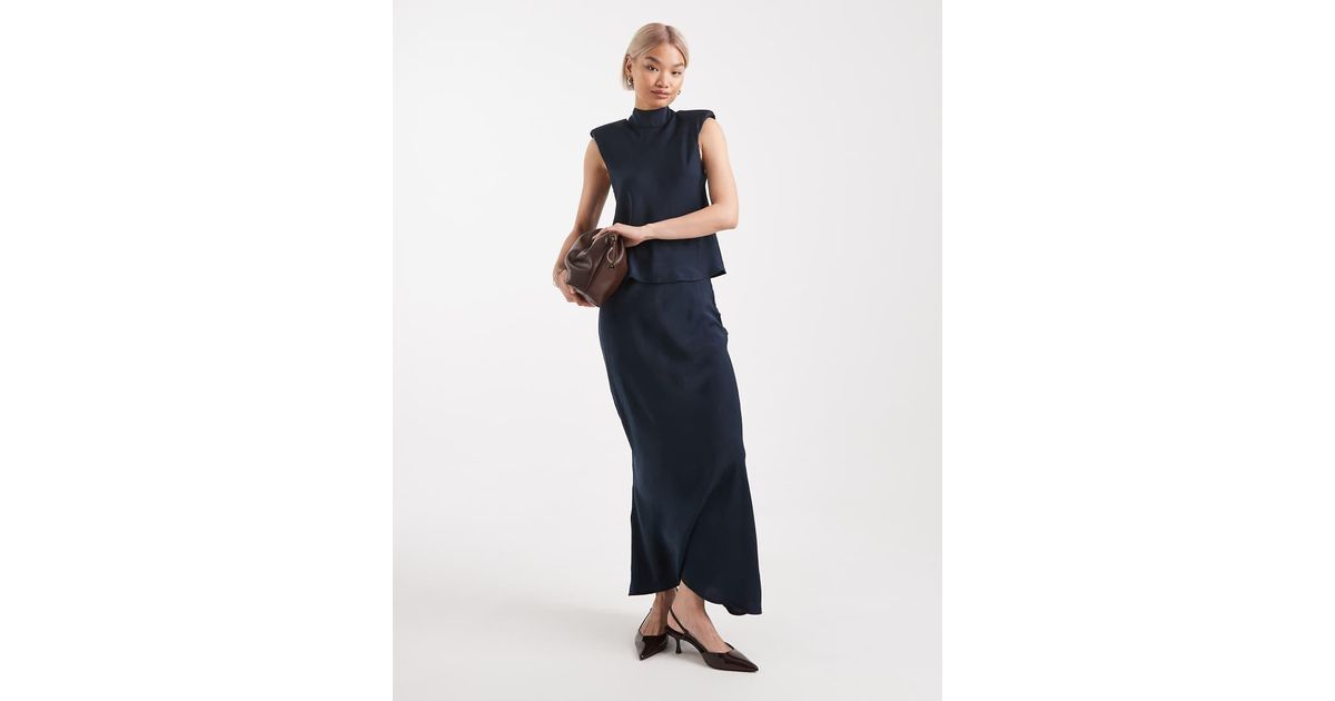 ASOS Low Rise Satin Co-ord Maxi Skirt in Blue | Lyst UK