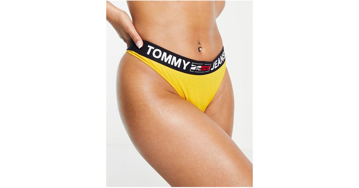 Tommy Hilfiger Tommy Jeans Logo Thong in Yellow