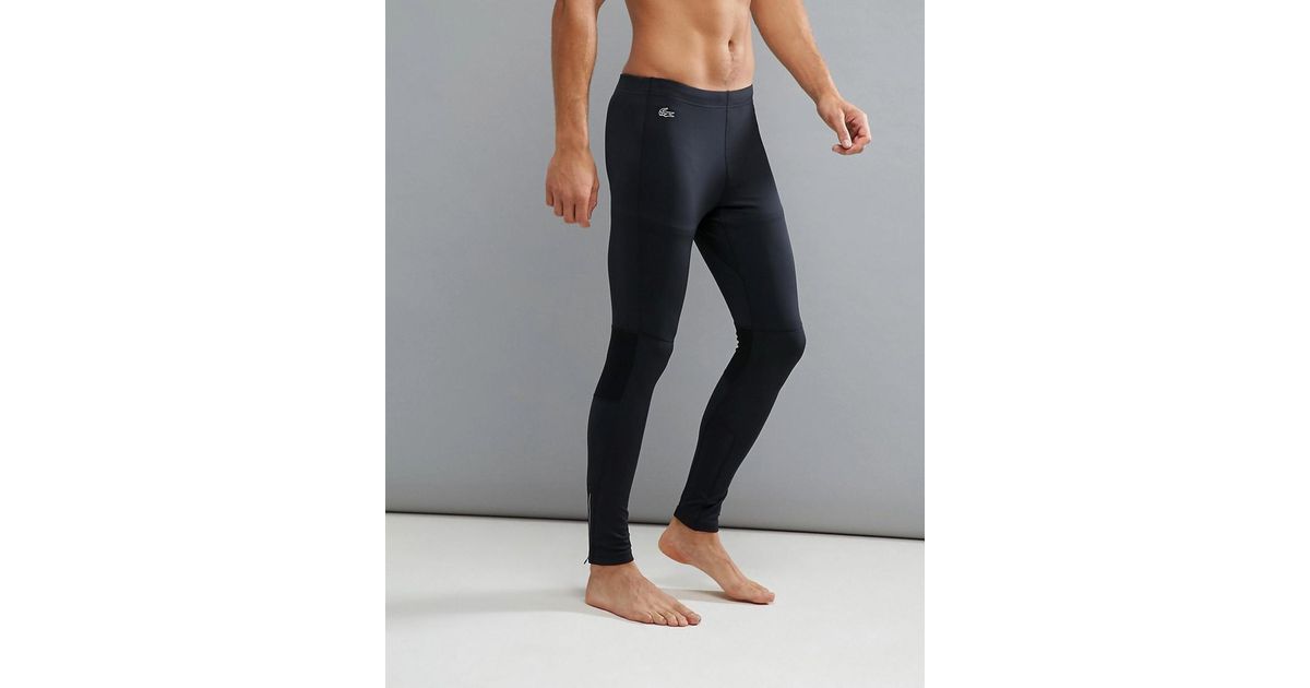 Lacoste Sport Synthetic Base Layer Running Tights in Black for Men - Lyst