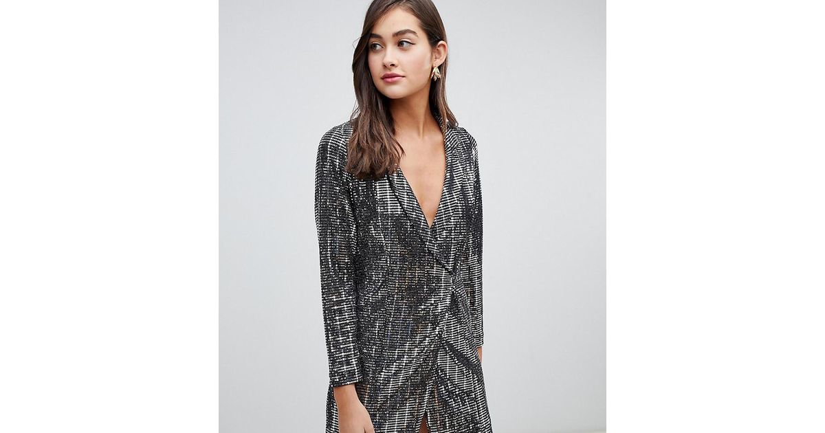 new look sequin tux dress