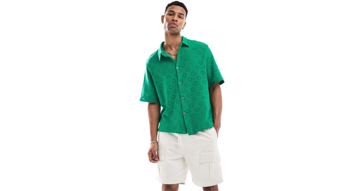 Bershka Lace Shirt in Green for Men | Lyst Bershka Green Lace Shirt for men