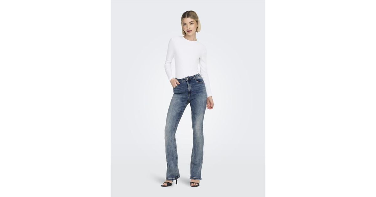 Jeans ONLY ONLJUICY A Vita Alta E Gamba Larga, In Cotone Elasticizzato, Perfetti Per Ogni Stagione