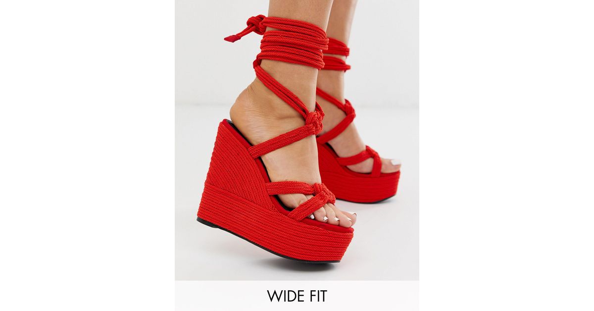 wide fit red wedges