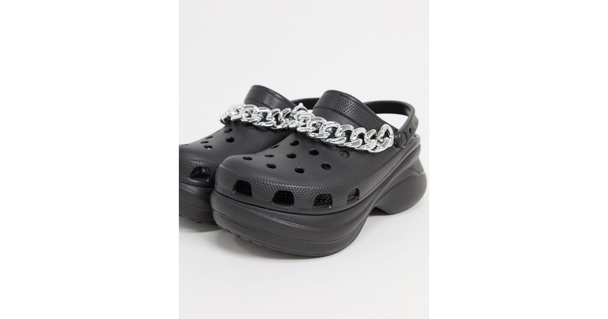 platform crocs with chain