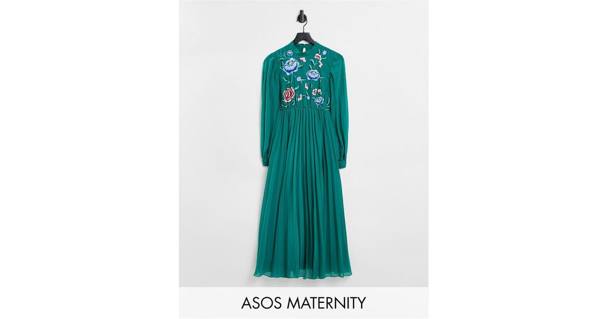 ASOS Asos Design Maternity High Neck Pleated Long Sleeve