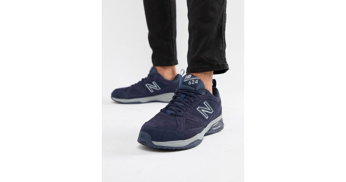 new balance 624 trainers in navy 