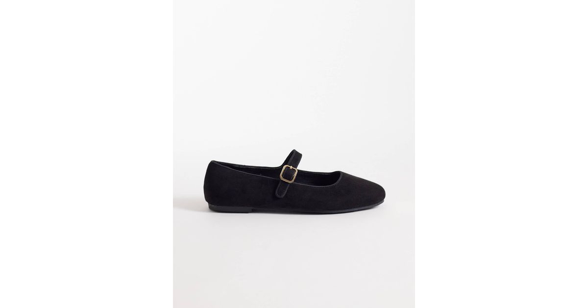 New Look Faux Suede Mary Jane in Black | Lyst Australia