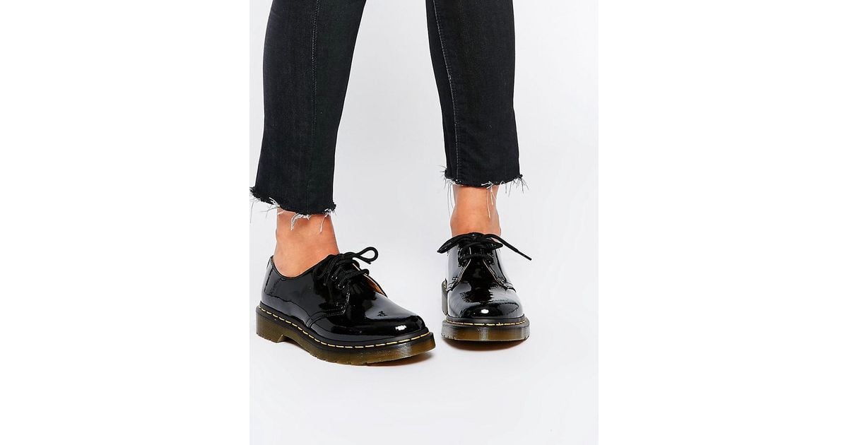 dr martens 1461 classic black patent flat shoes