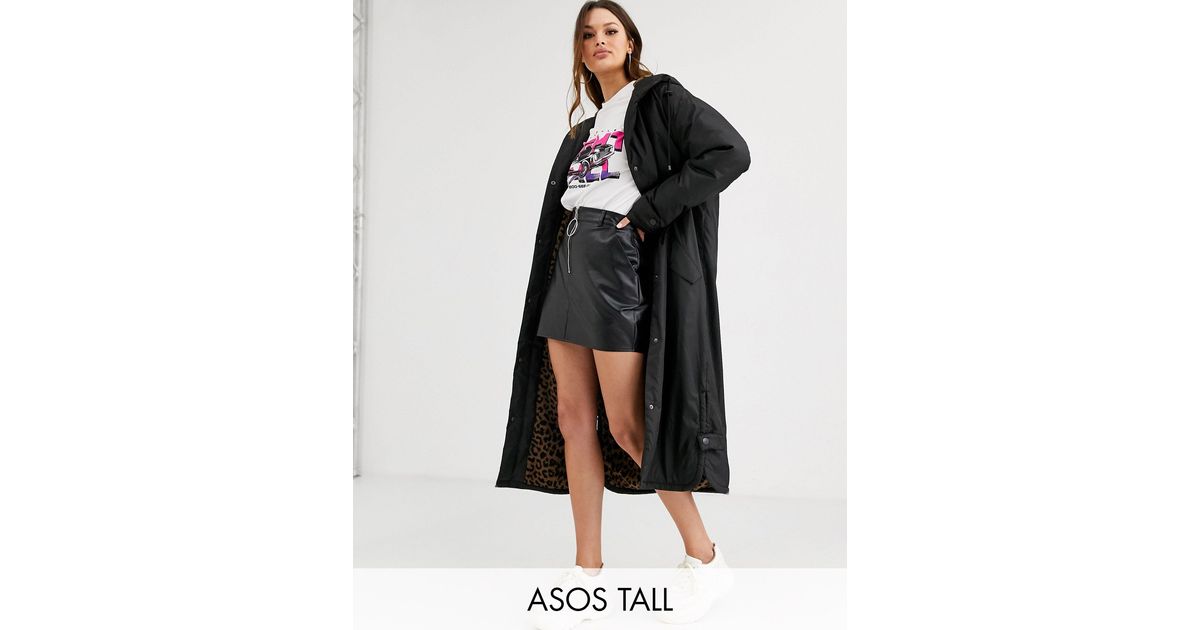asos design maxi borg lined rainwear