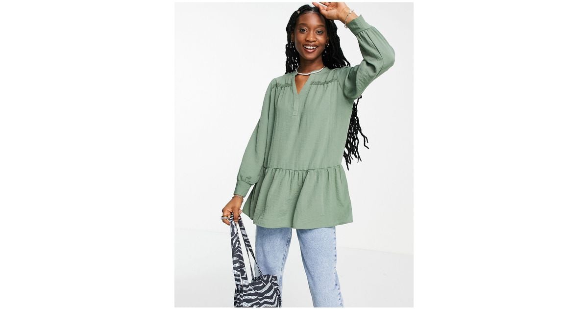 Jdy Peplum Blouse in Green Lyst UK