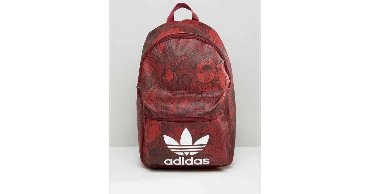 adidas Originals Originals Floral Print Backpack With Trefoil Logo in Red |  Lyst