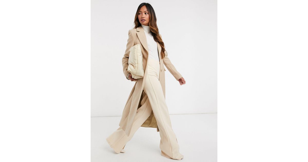 & other stories herringbone hourglass coat in beige