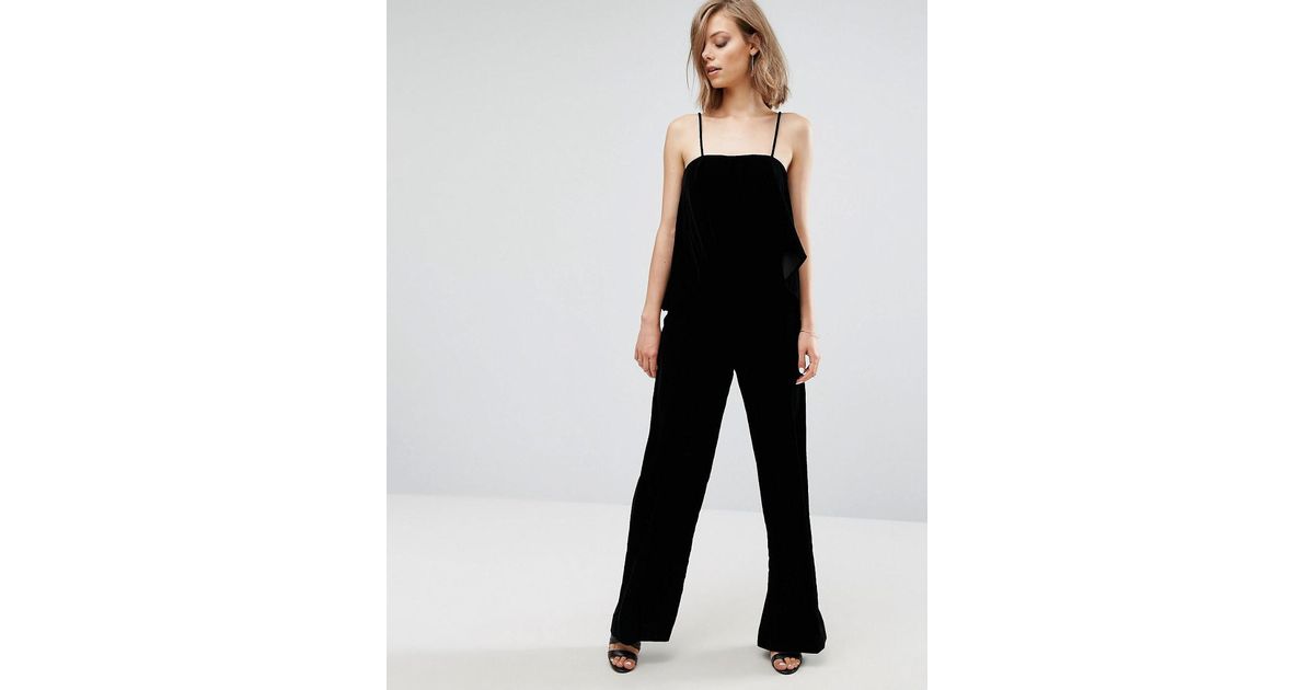 mango black velvet jumpsuit