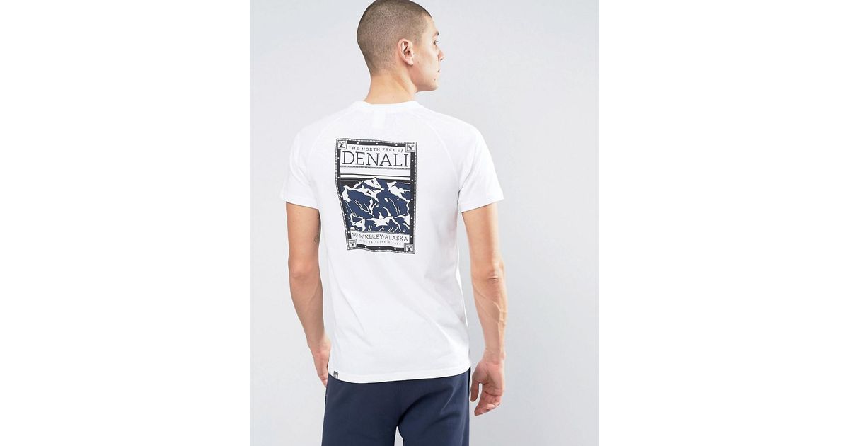 The North Face Cotton Denali Face T-shirt Back Print In White for Men | Lyst