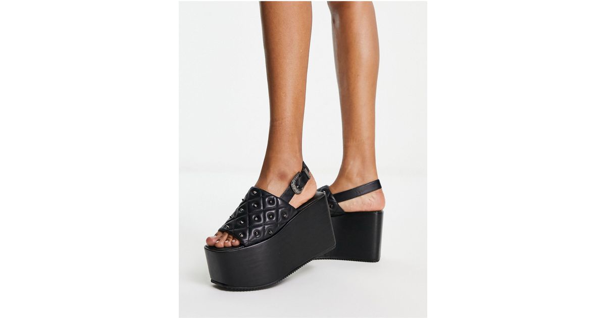 Koi Footwear Koi Imperial Web Mega Platform Sandals in Black