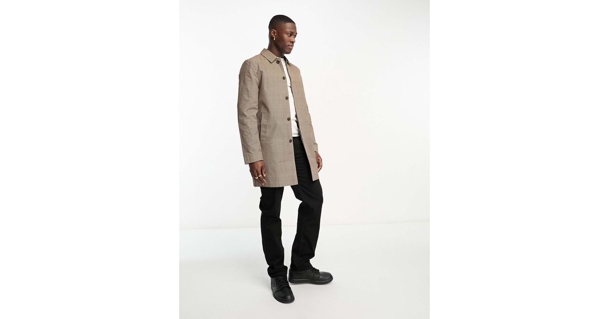 New Look Shower Resistant Check Mac Coat in White for Men Lyst
