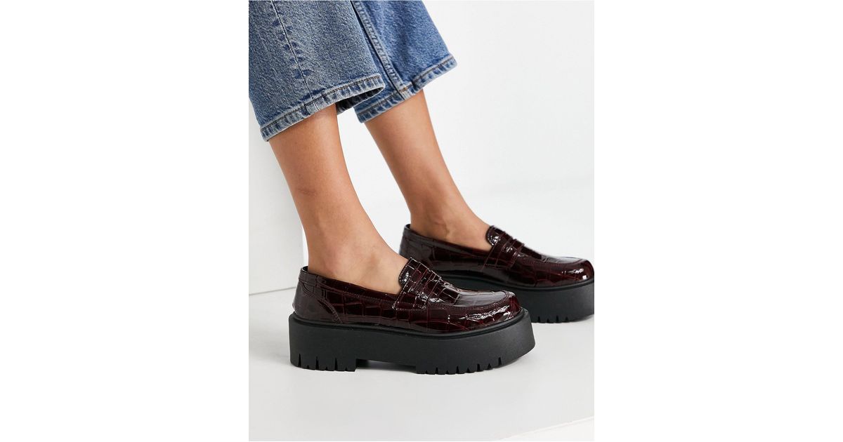 Mocasines burdeos con plataforma TOPSHOP de color Morado | Lyst