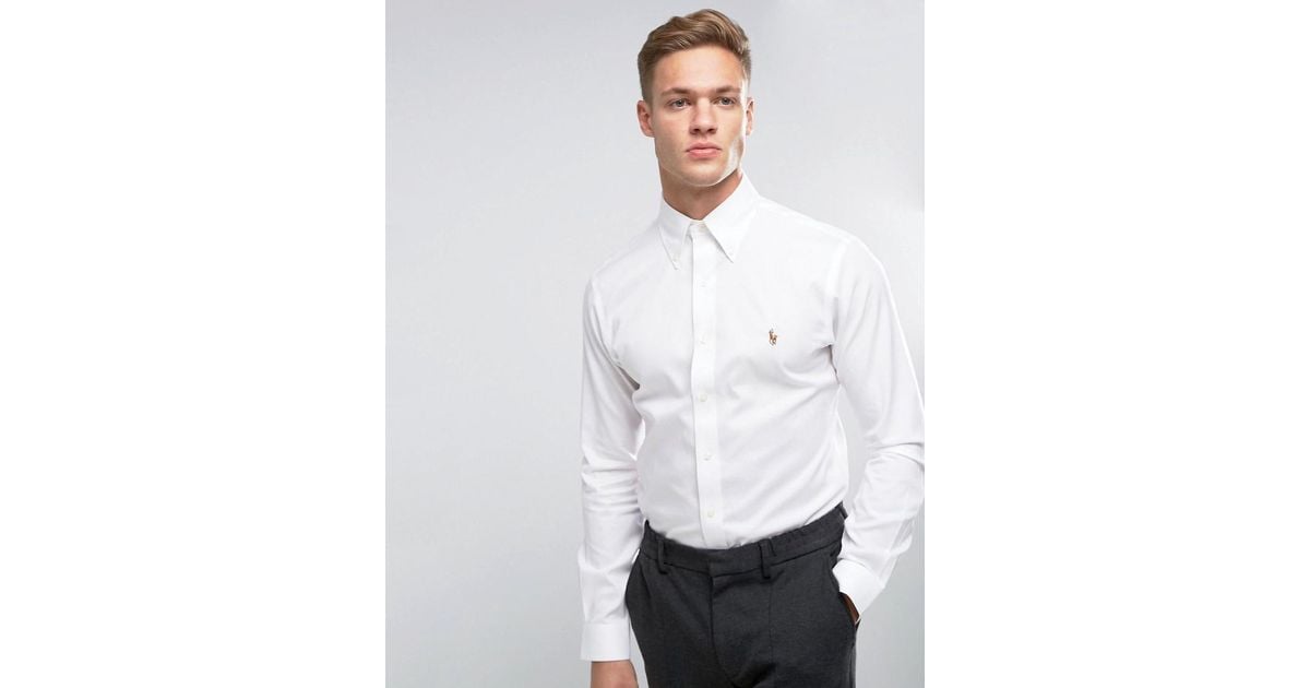 Polo Ralph Lauren Slim Fit Non Iron Shirt In White for Men Lyst UK
