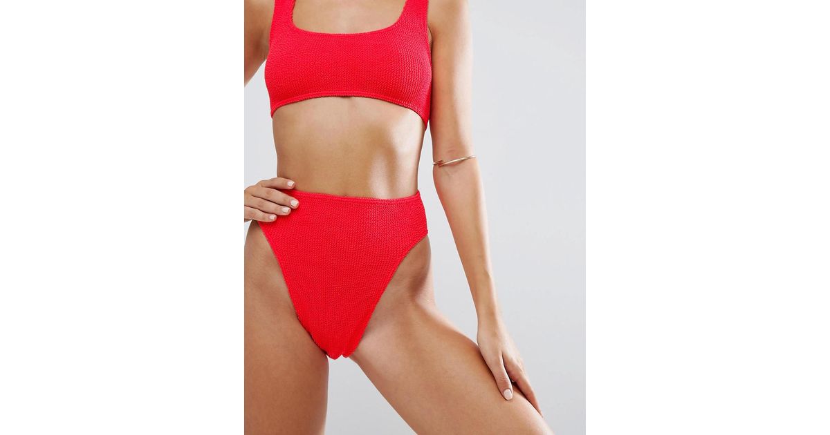 high leg red bikini