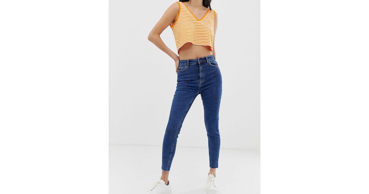 Bershka Denim Super High Waist Jean in Blue | Lyst
