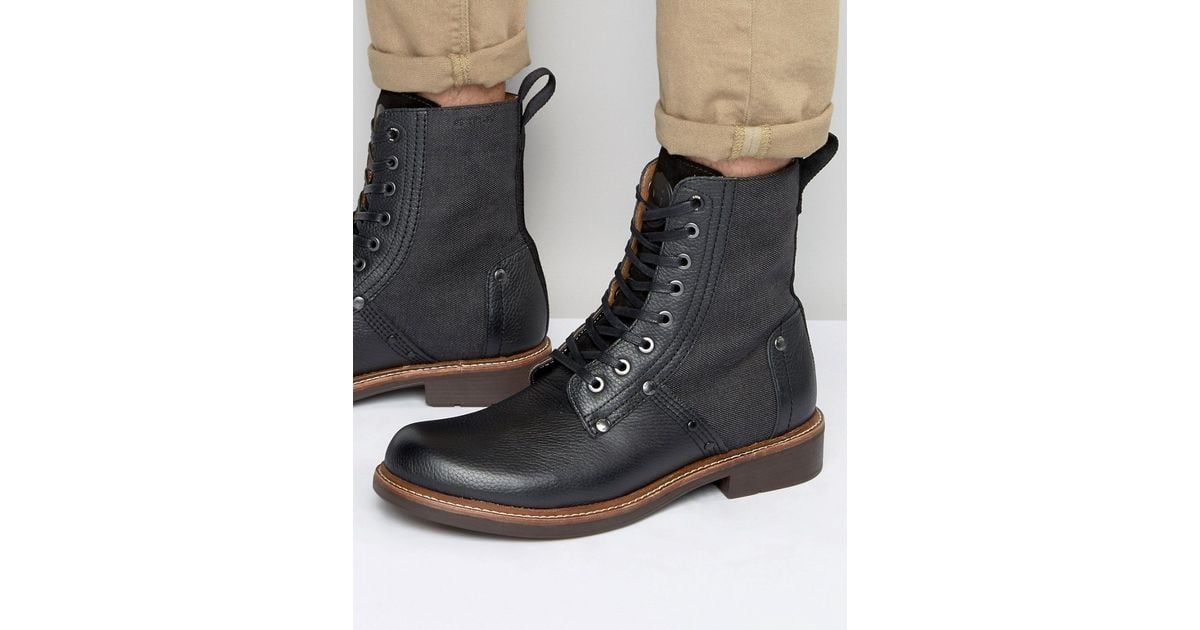 G-Star RAW Labour Lace Up Leather Boots in Black for Men | Lyst