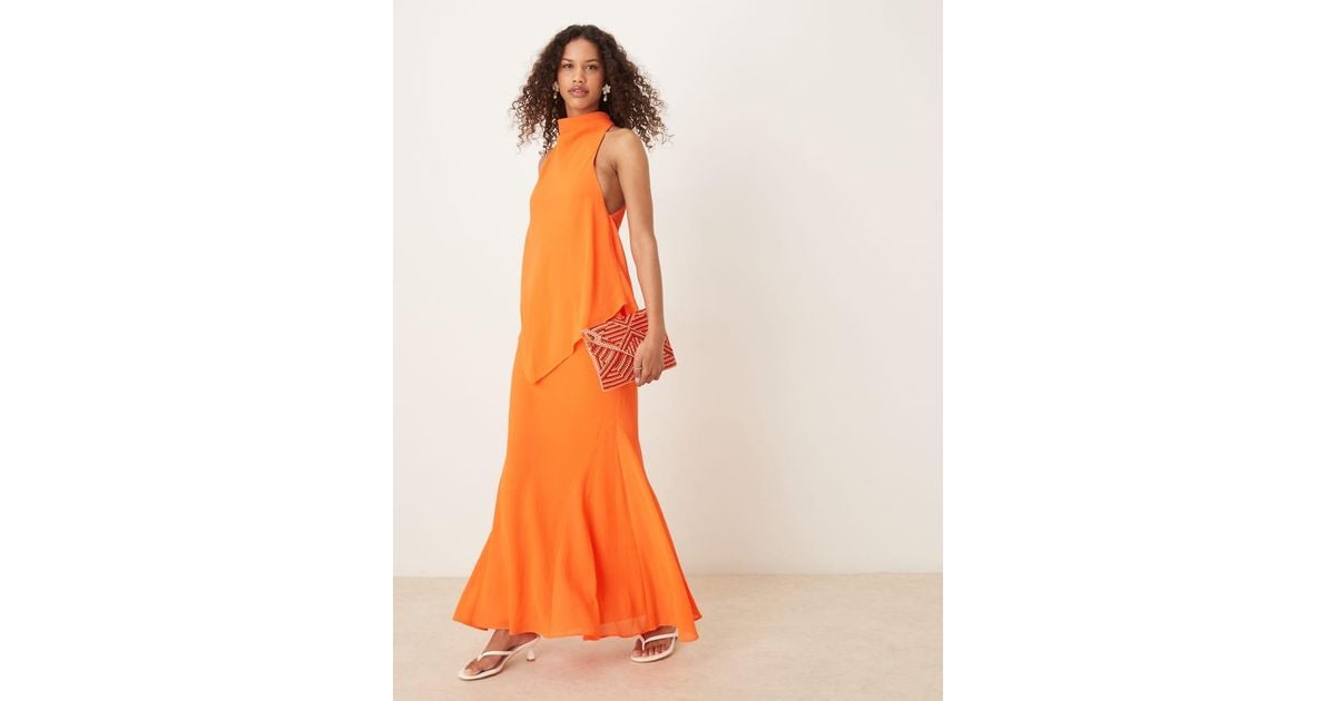 ASOS Chiffon High Neck Double Layer Maxi Dress In Orange Lyst UK asos-chiffon-high-neck-double-layer-maxi-dress-in-orange-lyst-uk