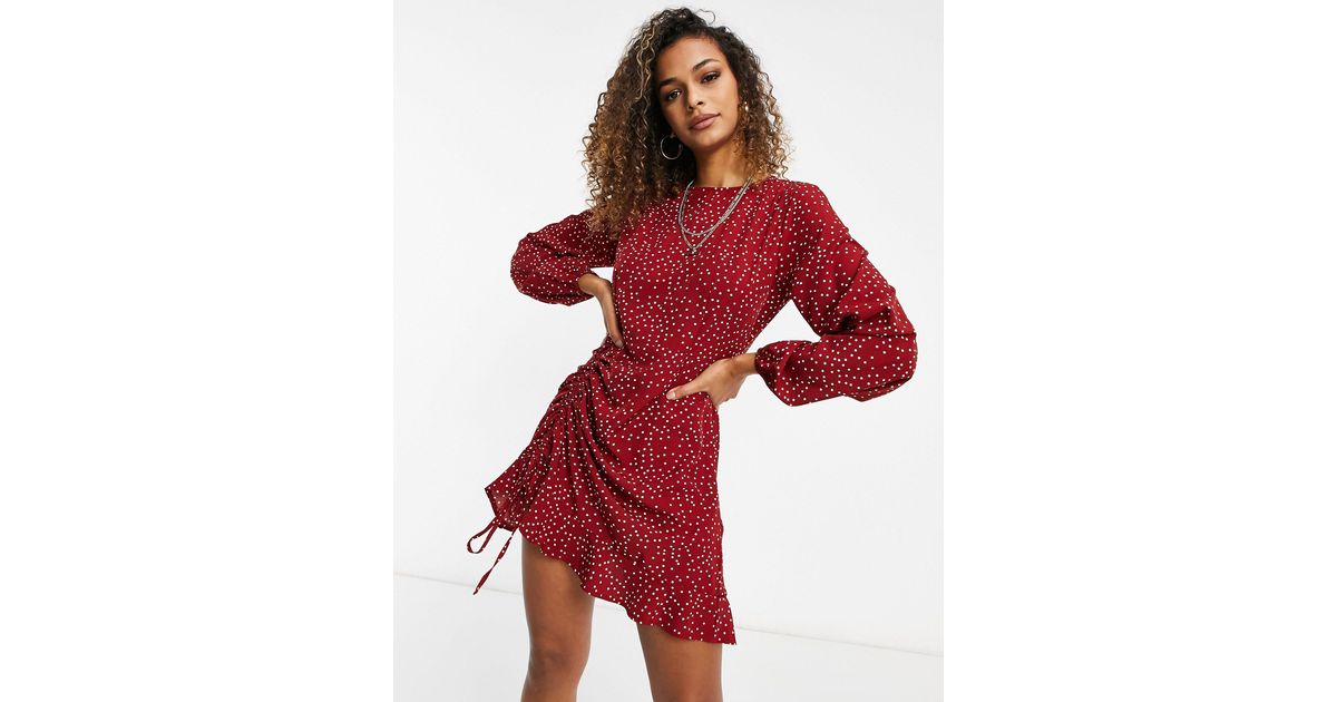 Missguided Tea Dress With Ruched Side 