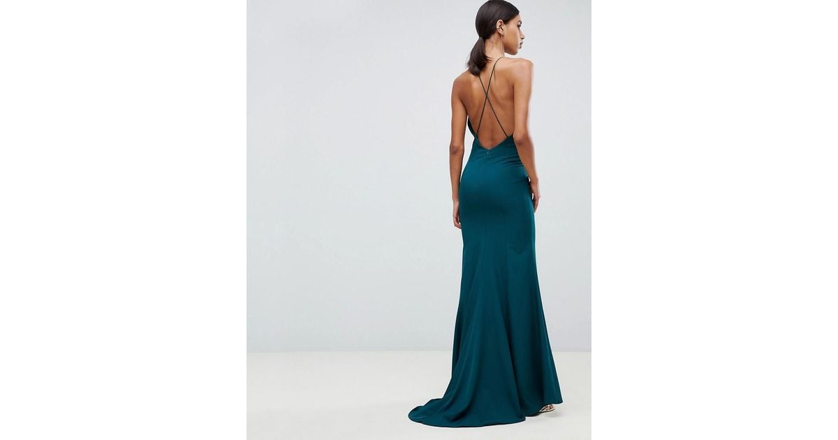 Jarlo fishtail maxi dress with strappy back in green sales