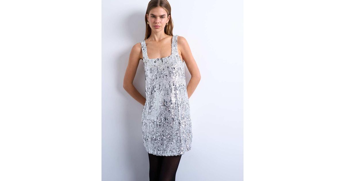 topshop white sequin dress TOPSHOP Sequin Maxi Slip Dress in White