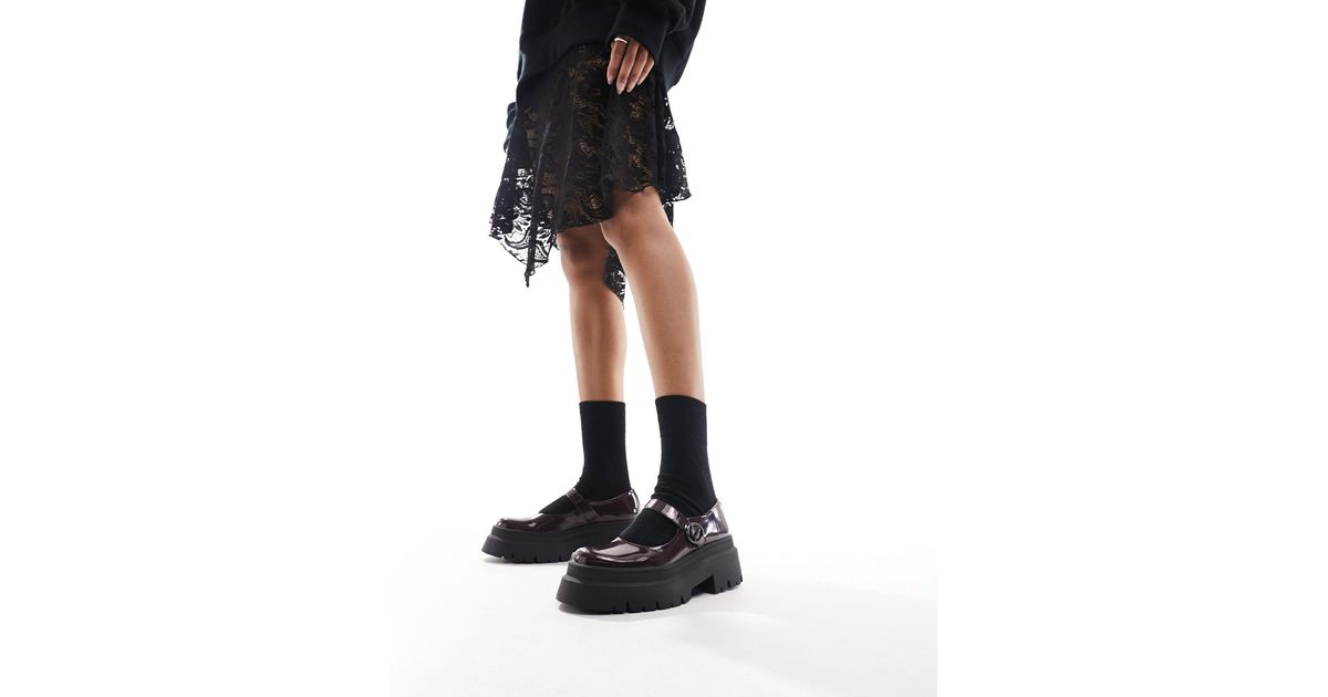Pull Bear Flatform Mary Jane Shoe in Black Lyst