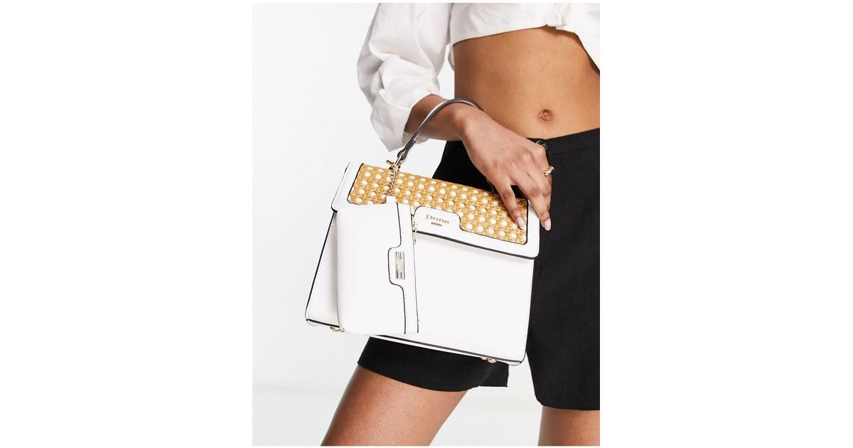 Dune Wicker Structured Hand Bag in White Lyst UK
