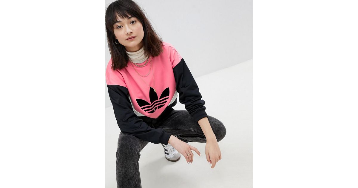 Adidas Originals Colorado Panelled Sweatshirt In Black And Pink Adidas Originals Colorado Panelled Sweatshirt In Black And Pink