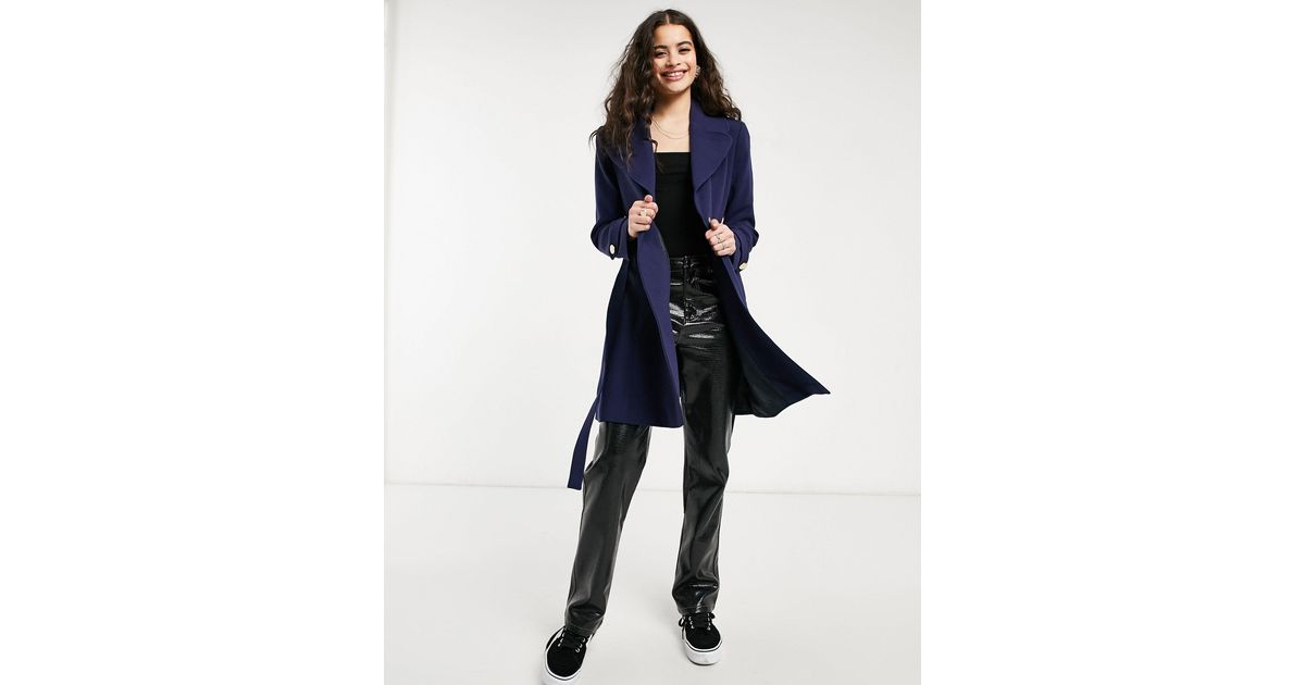 oasis navy wrap coat
