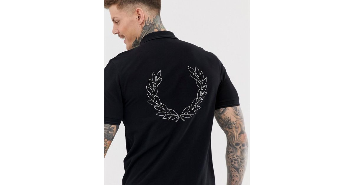 Polo negro de piqué con corona de laurel en la parte posterior Perry de hombre de color Negro |