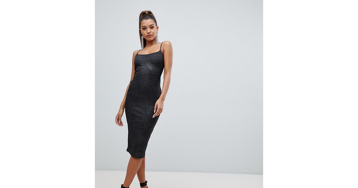 pretty little thing black glitter dress