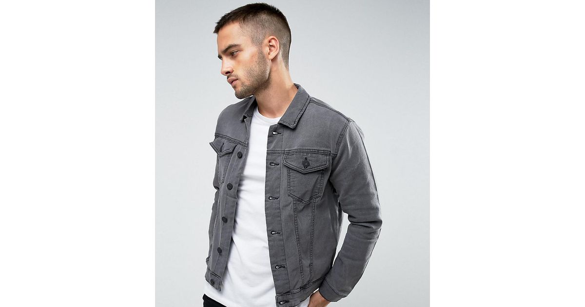 Only \u0026 Sons Denim Jacket In Washed Grey 