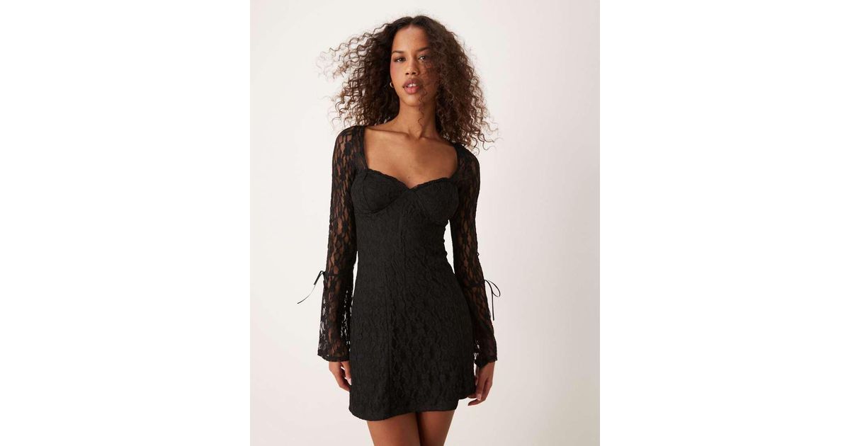 New Look Lace Long Sleeve Mini Skater Dress in Black | Lyst UK New Look Lace Long Sleeve Mini Skater Dress in Black | Lyst UK