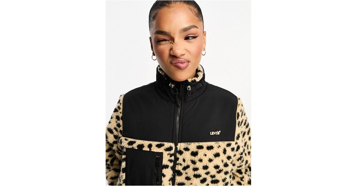 Levi s Zip Thru Sherpa Jacket in Black Lyst UK